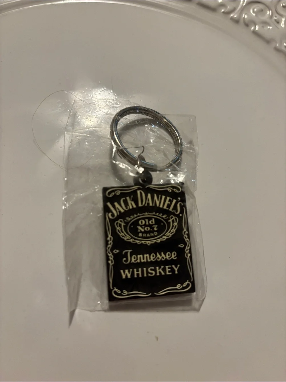 Jack Daniels Black and Cream Tennessee Whiskey Keychain